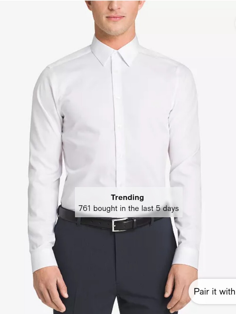 Calvin Klein Steel Slim-Fit Non-Iron Herringbone Dress Shirt- 16.5 32-33